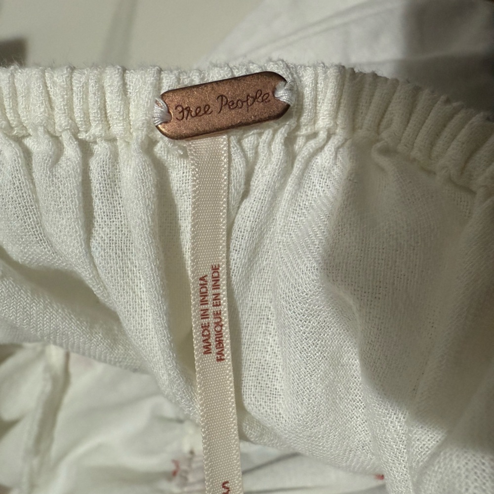 Free People Emory Embroidered Linen Midi Maxi Dress Ivory Boho – Size Medium - Picture 8 of 10